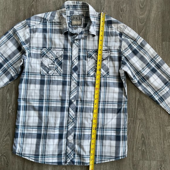 BKE Athletic Fit Stretch Pearl Snap Shirt Western Button Down Size XL Plaid EUC - Picture 5 of 6